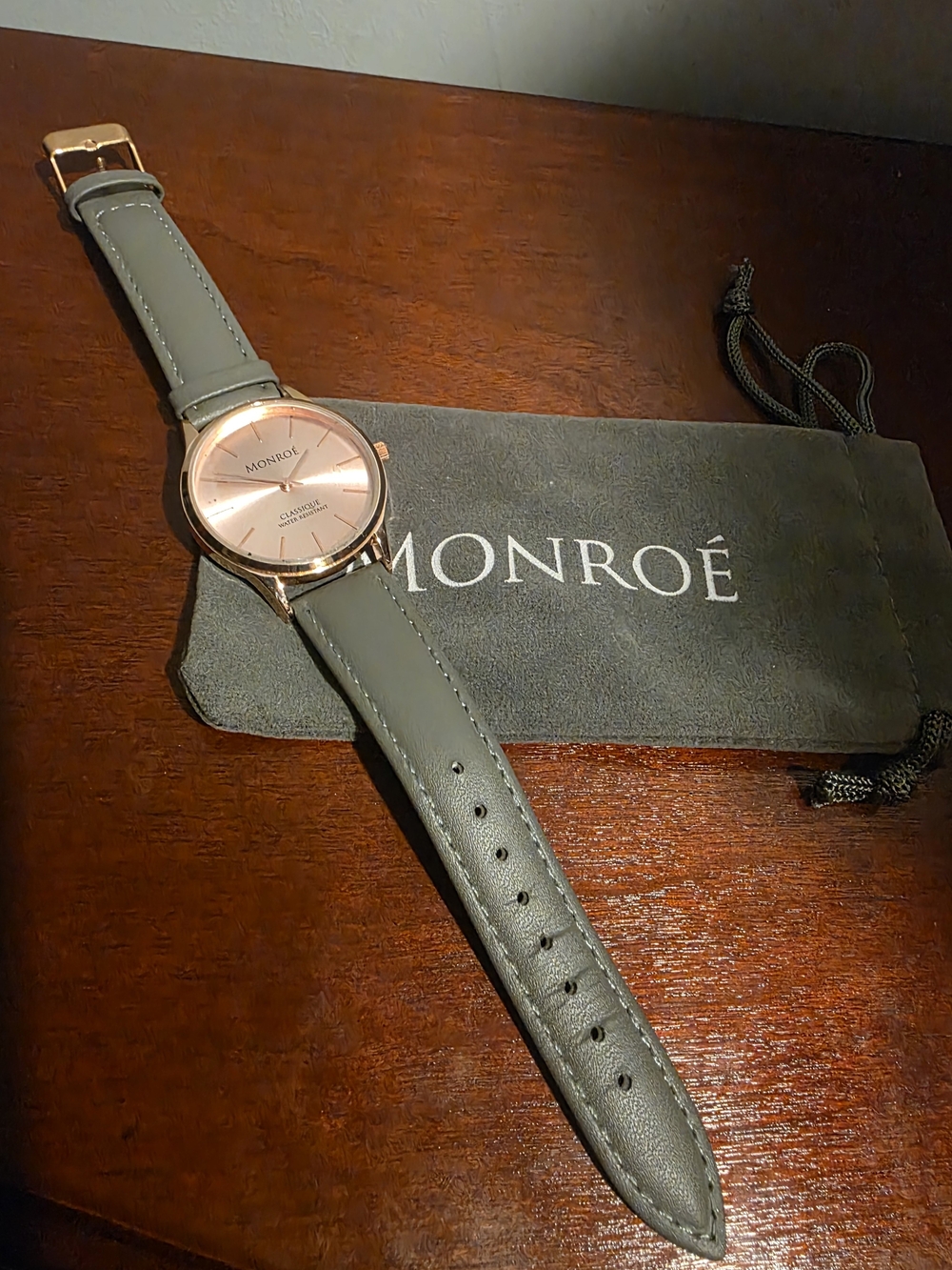 Monroe & Main Rose Gold Watch with Olive Green Strap